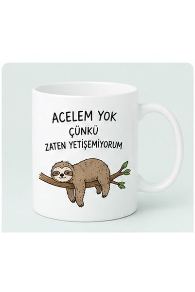 KADOREX DESIGN Acelem Yok Çünkü Zaten Yetişemiyorum Yazılı Tembel Hayvan Kupa...