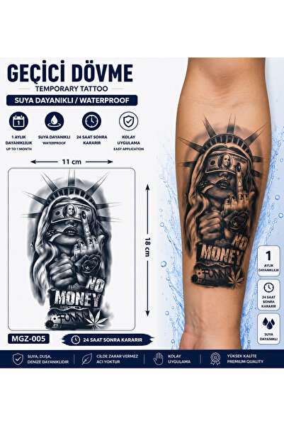 medink tattoo 1 Ay Kalıcı Sonradan Kararan 11X 18 cm Gangstar model geçici dö...