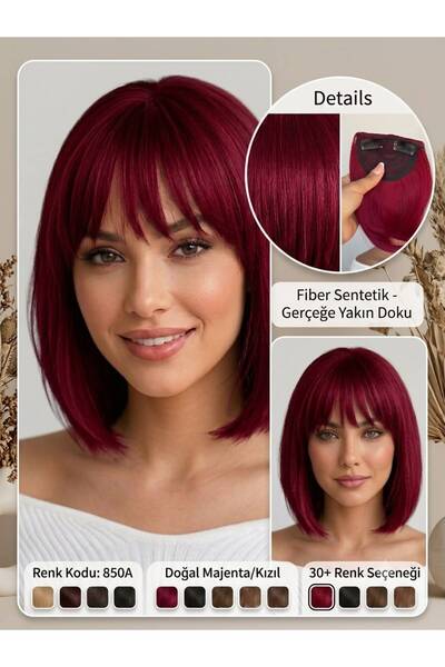 Suzan Peruk İnce Perçem ön Kahkül fiber saç-Tak çıkart çıtçıtlı Perçem
