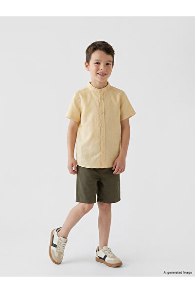 LC Waikiki Lcw Eco Beige Hakim Collar Boys' Shirt and Shorts