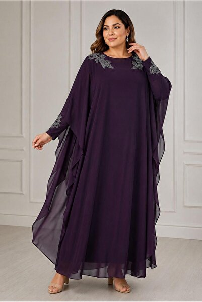 Alvina Chiffon Cape Plus Size Dress 20510