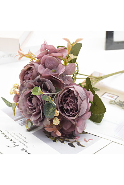 Choice8 1pc 6 Artificial Rose Peony Bouquet High Quality Fake Flowers Festiva...