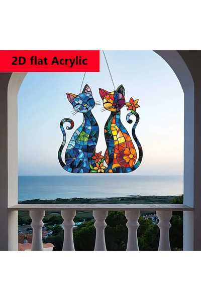 Choice ZX-30 Stunning Stained Cat Sun Catcher: Perfect for Home And Bar Decor...