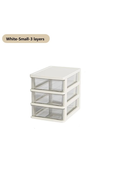 Choice1 White S 3 Layers Clear Desktop Storage Box with Drawer Heightened Tab...