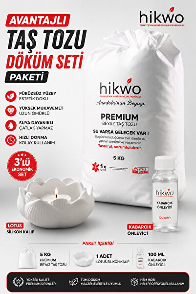 Premium Taş Tozu Lotus Kalıp Taş Tozu Döküm Seti - Taş Tozu Kalıbı