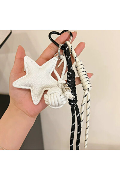Choice1 white PU Leather Star and Ball Pendant Love Heart Ring Keychain Women...