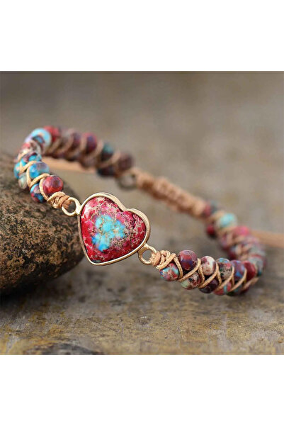 Choice6 YA70010-1 Bohemian Ethnic Heart-shaped Natural Stone Double Hand-wove...