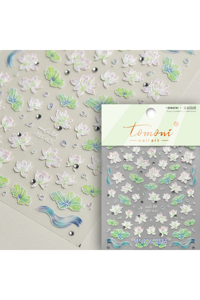 Choice4 NAILFYOU MS426 5D Fantasy Green Lotus Nail Sticker High Quality Embos...