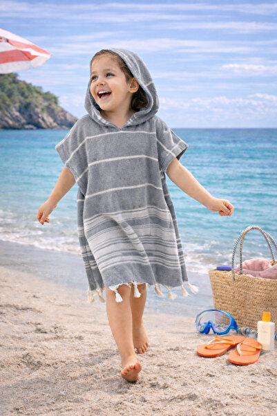 ÇARŞAF DÜNYASI Βαμβακερό Peshtemal Poncho – Παιδικό μπουρνούζι-πόντσο για το ...