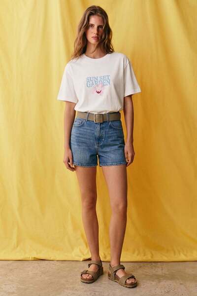 Shopping Shop Sunset garden patterned t-shirt ecru