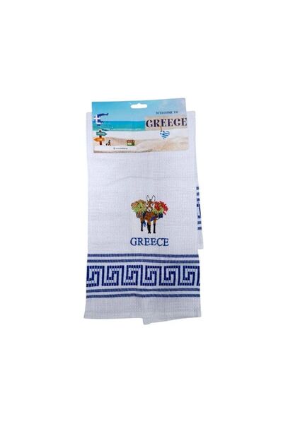 Tradesor Πετσέτα ποτηρόπανο Souvenir με κέντημα - Σετ 12pcs - Greece - 416266