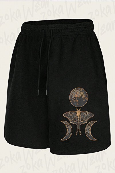 ZOKAWEAR Unisex Luna Moth and Triple Moon Dark Design Printed Shorts