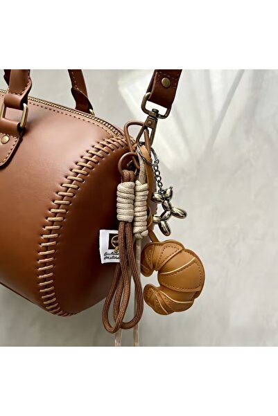 Choice dog New Braided Rope Croissant Keychain Heart Shape Mobile Phone Bag P...