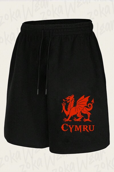 ZOKAWEAR Unisex Σορτς με στάμπα Cymru Wales σε Ουαλικό Σχέδιο