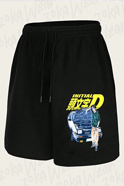 ZOKAWEAR Unisex Initial D Fujiwara Ae86 Manga Design Printed Shorts