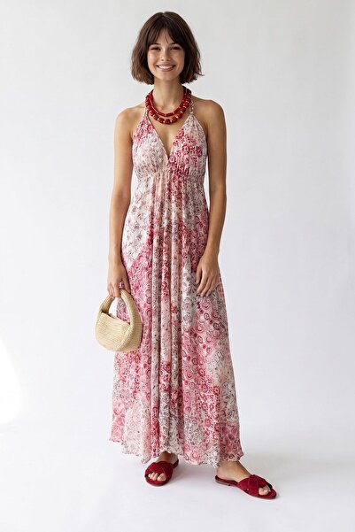 Hiccup MIXRAY Rochie Maxi Cu Decolteu Halter Și Paisley