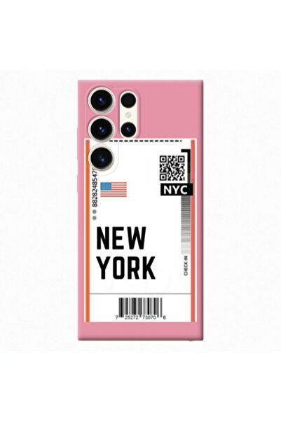 Other Samsung S23 Ultra New York NYC Pink Colored Silicone TPU Θήκη