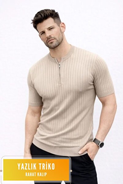 VELİZADE New Season Comfort Model High Collar Zippered Short Sleeve Regular F...