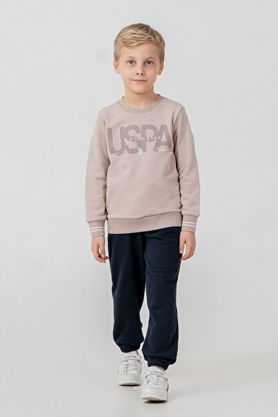 U.S. Polo Assn. طقم بدلة رياضية للأولاد مطبوعة باللون الأصفر بأكمام طويلة US2...