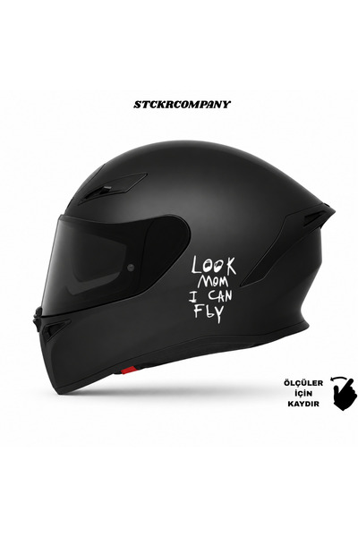 STCKRCO Look Mom I Can Fly Kask Stickerı – Kask Yan Taraf Premium Yazı Sticke...