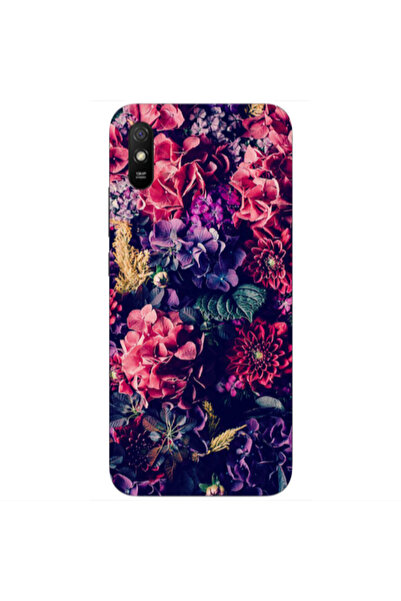 Other Xiaomi Redmi 9A Purple and pink flowers Transparent Silicone TPU Θήκη