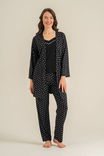 Pierre Cardin Women's Black Dressing Gown Set Pc9291-S-V1