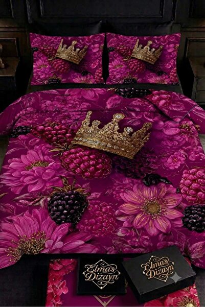 Elmas Dizayn Special Design Brand Double Duvet Cover Set Organic Satin & Cott...