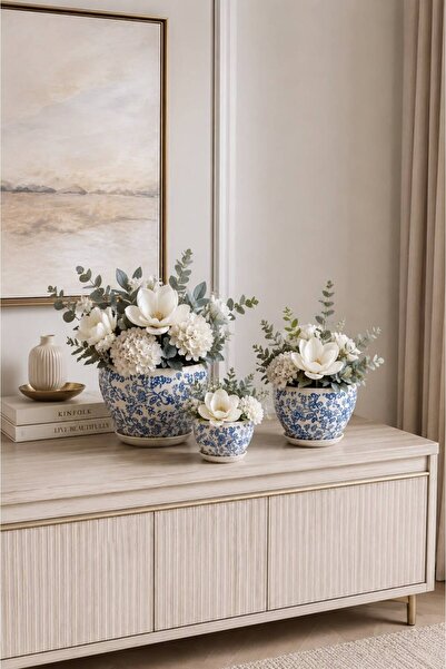 Generic Classic Ceramic Mortar and Pestle Set (3 Pieces) with Luxurious Flora...