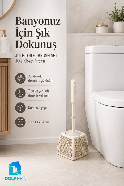 DolphFin Četka za toalet od jute WC četka za čišćenje toaleta u kupatilu deko...