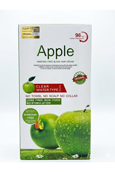 A Apple Ammonia-Free Black Hair Colour Cream 96, Non-Toxic, Long-Lasting, Nou...