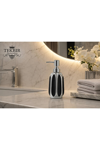 CEZVE HOME Decorative Porcelain Soap Dispenser Silver Color Pump Liquid Soap ...