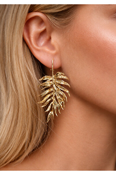 Kumru Studio Gold Tropical Leaf Design Earrings