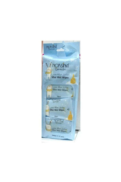 Norsina Mini Wet Wipes Blue - 12 Packs x 10 Wipes