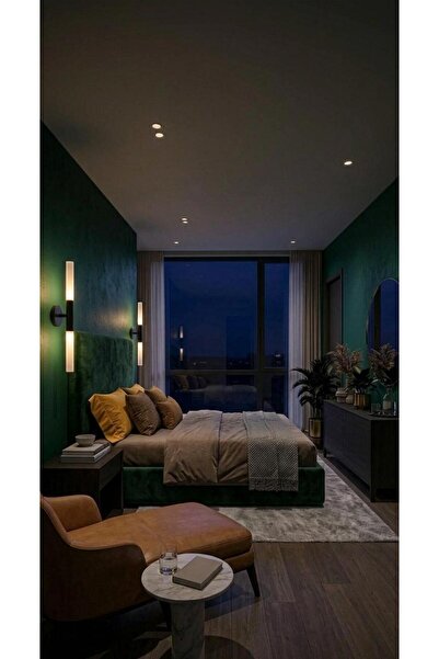 DNC LIGHTING PİLLİ-ELEKTRİKLİ SİLİNDİR YUVARLAK DEKORATİF LED DUVAR YATAK ODA...