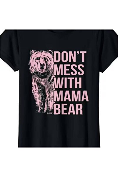 23 nisan تي شيرت نسائي أسود 100% قطن، مطبوع عليه "DON'T MESS WITH MAMA BEAR" ...