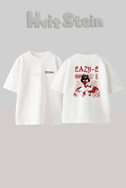 Hvit Stein Eazy E Design Back Printed Cotton White Oversize T-Shirt