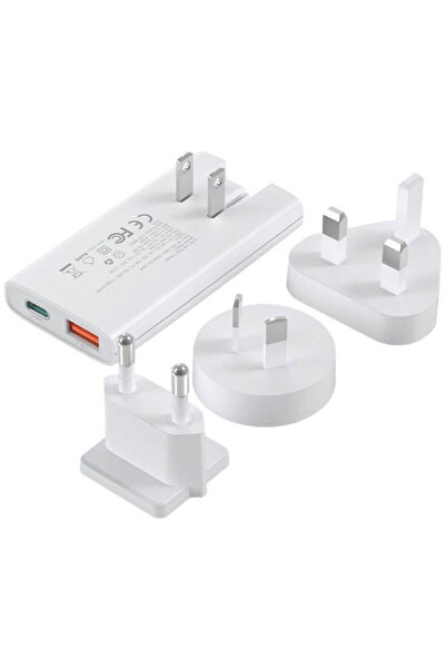 CHOETECH Încărcător fără cablu GaN cu port USB-A și port USB-C, 65W Power Del...