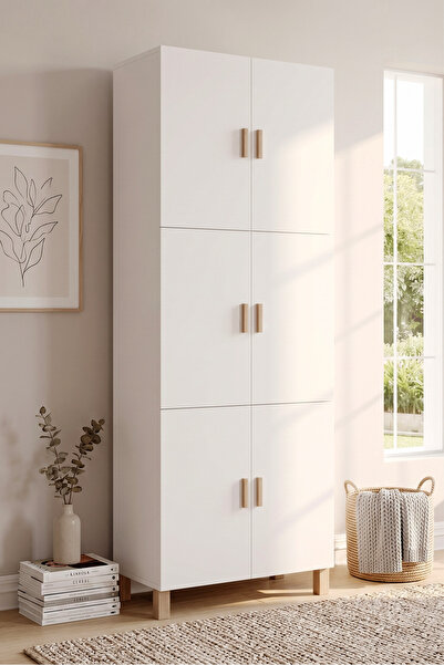 Robin Home Porto 6 Kapaklı Ahşap Ayaklı Çok Amaçlı Dolap Ayakkabılık Mutfak K...