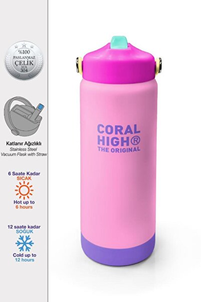 Coral High Pink Folding Spout Steel Thermos 650 ml 38397