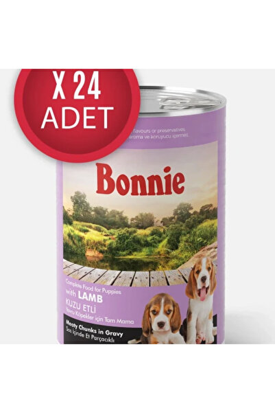 Bonnie Kuzu Etli Sos İçinde Et Parçacıklı Yavru Köpek Konservesi 400g x 24 Adet