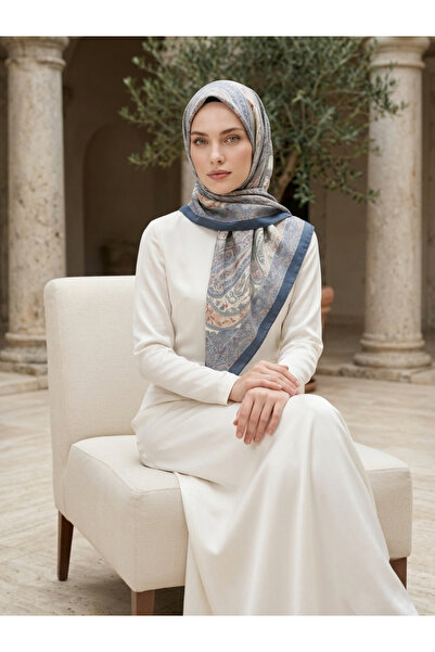 Nûda - Tarzın Değil , Tavrın Zarafeti Vela Desen Soft Shawl Indigo - Noble an...