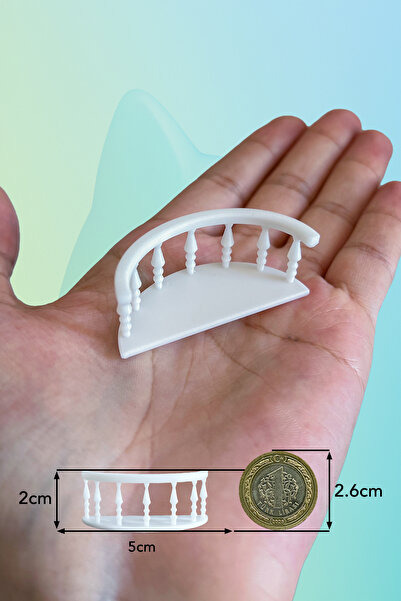 Beyaz Minyatür Oval Balkon 1/50 Ölçek Uyumlu, Minyatür Müze için Balkon