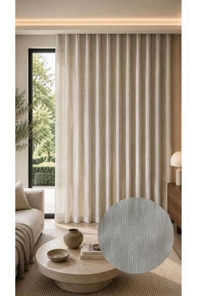 CASA NATURALE Fon Perde Linen Look Gray Aztek-14 (Dimensions Width X Length)