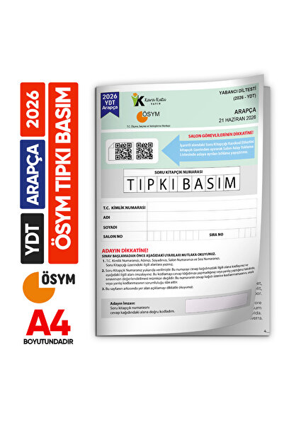 Karakutu Yayınları 2026 YKS YDT Arapça ÖSYM Tıpkı Basım Çıkmış Soru Deneme Ki...