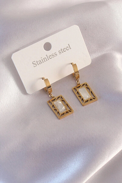 Generic Brand Mey imports ®   Steel gold color square women's earrings