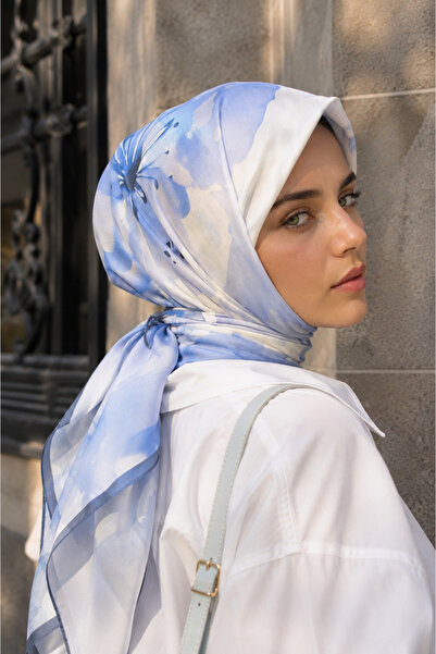 EBRUTESETTÜR Soft Floral Pattern Scarf Series Indigo