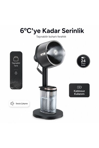 Shark Taşınabilir Buharlı Fan & Vantilatör Siyah 36 W, İç-Dış Mekan Uyumlu, U...