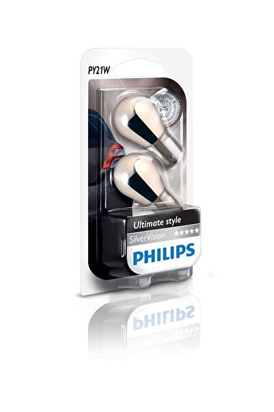 Philips Set 2 becuri auto Silver Vision pentru semnalizare 12V PY21W, 280lm, ...