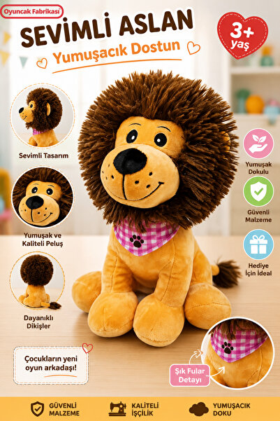 Oyuncak Fabrikası 28 cm Peluş Aslan Oyuncak Yumuşak Sevimli Bebek Çocuk Oyuncağı