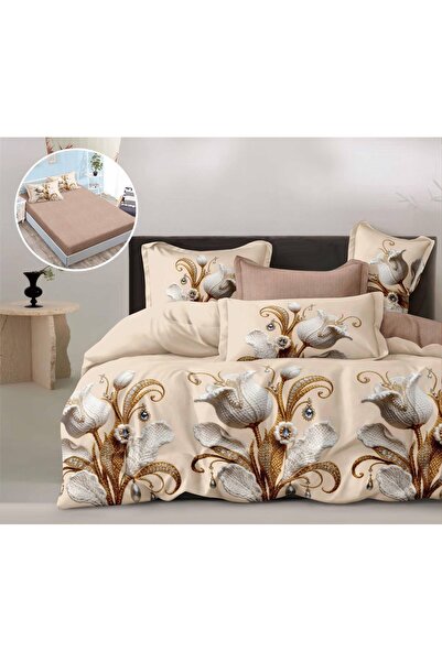 CHIRASO Set Lenjerie Pat CHIRASO, 6 Piese, Cearceaf cu ELASTIC 180x200, Husa ...